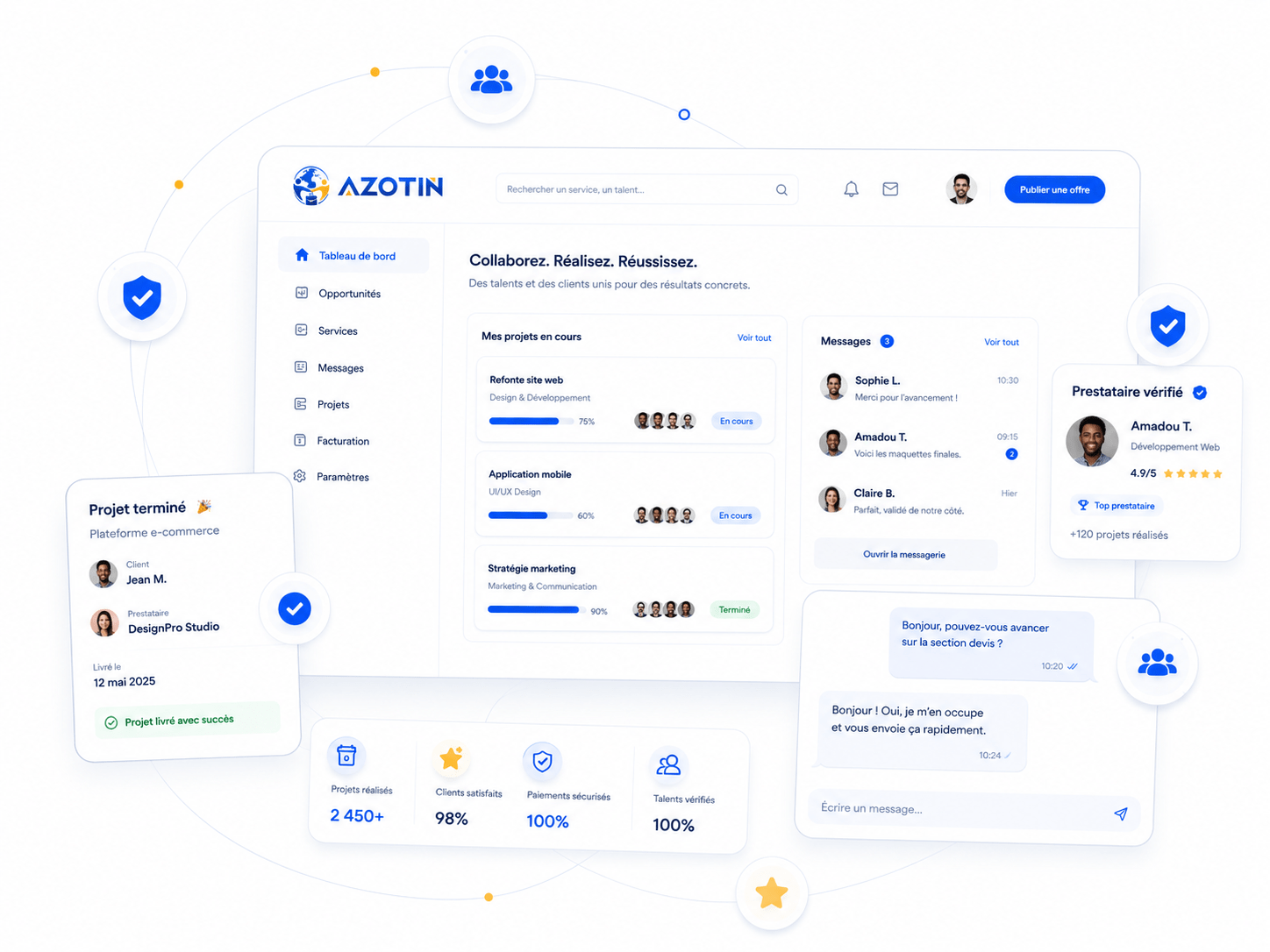 Visuel d’illustration AZOTIN sur la collaboration entre clients et prestataires