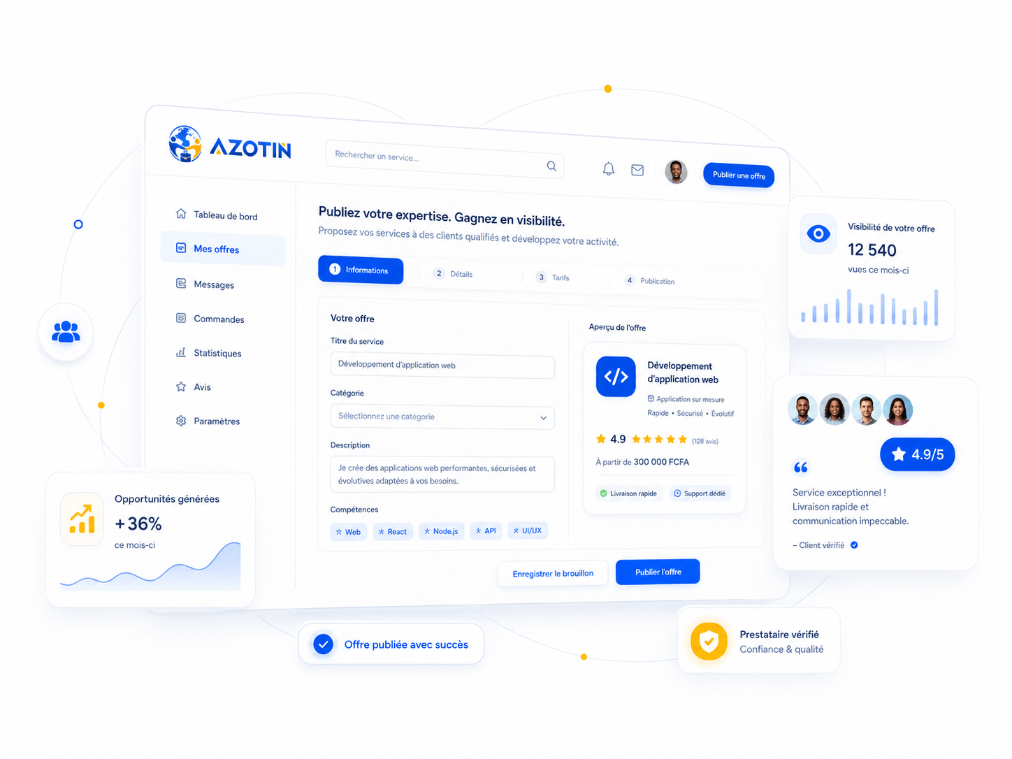 Visuel d’illustration AZOTIN pour la publication de services par les prestataires